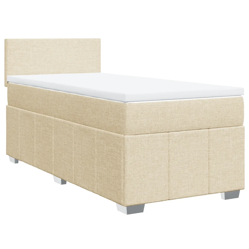 vidaXL Giroletto a Molle con Materasso Crema 100x200 cm in Tessuto