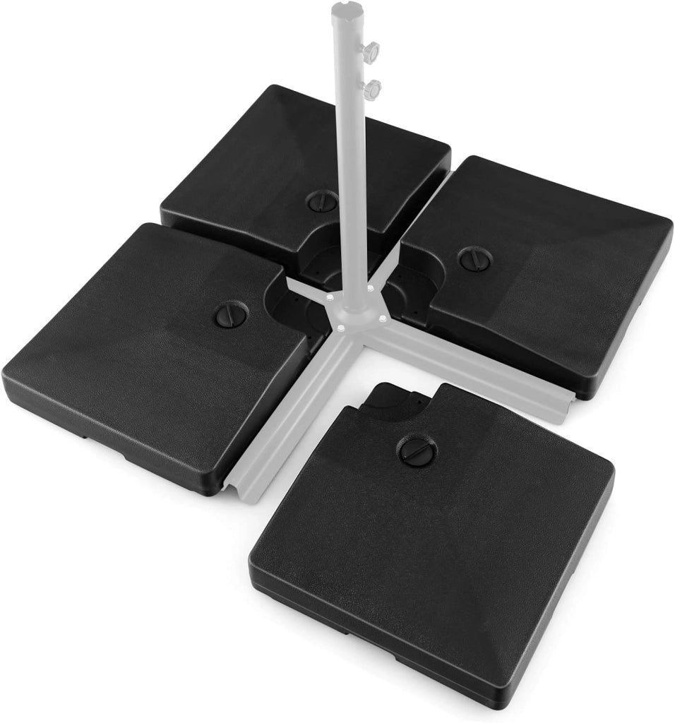 Base Ombrellone Riempibile a 4 Blocchi da 20 Litri, Base per Ombrellone Decentrato con Blocchi Riempibili di Acqua/Sabbia, Pesi per Ombrellone da Giardino Terrazzo Bordo Piscina, Fino 128 kg