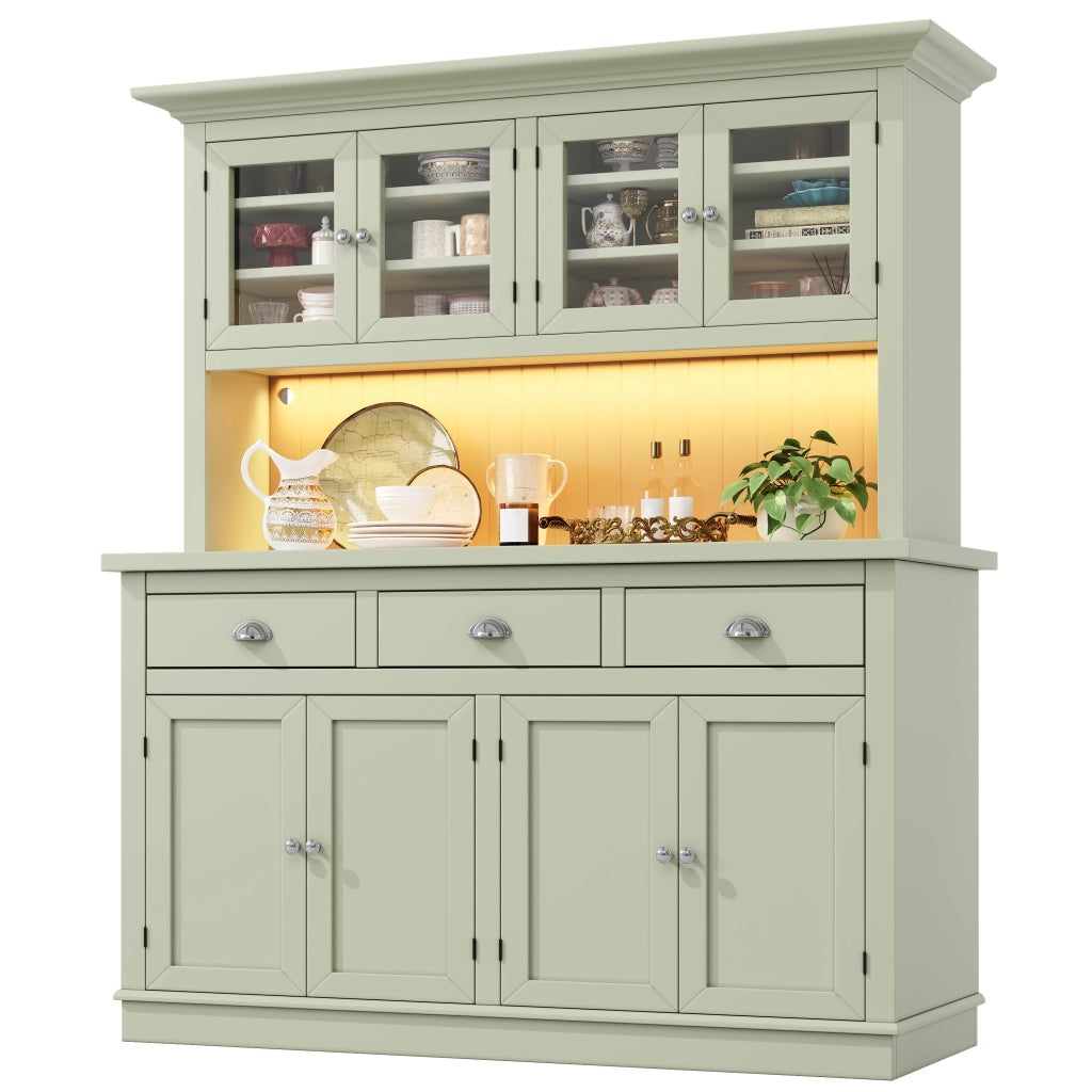 Credenza alta con ripiani regolabili; LED RGB; anta in acrilico e sistema antiribaltamento per sala da pranzo; 140×40×180 cm