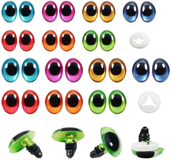 Occhiali di sicurezza 12mm/18mm - 28 pezzi - Plastica - Accessori per bambole Amigurumi/Occhiali - 7 colori - Per bambole DIY - Occhiali per bambole