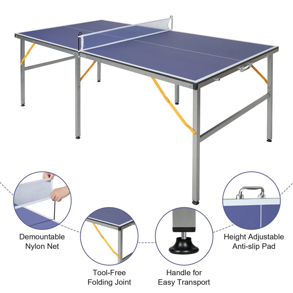 TAVOLO da ping pong pieghevole 182x91x76.2 cm Blu MDF e acciaio
