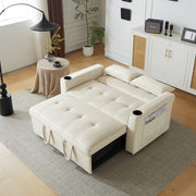 SOFA LETTO 3-in-1 137x76,5x83 cm Velluto Beige con 2 cuscini