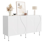 Credenza con 4 ante; push-to-open - per soggiorno - 140×40×77.5 cm - bianco