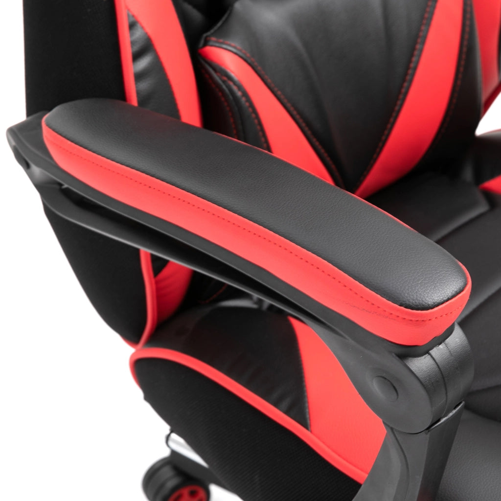 Sedia da ufficio gaming ergonomica con schienale reclinabile poggiapiedi e cuscino lombare in similpelle nera