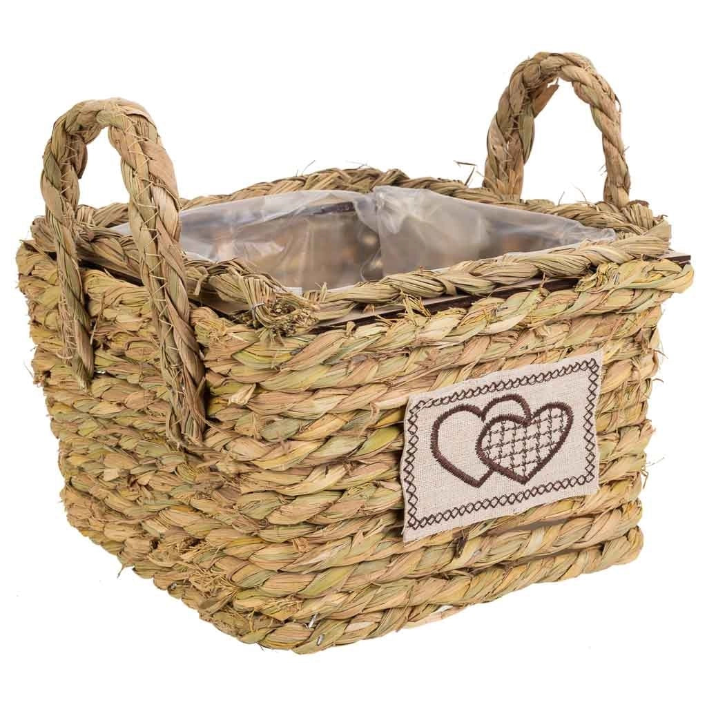 Cesto in corda intrecciata marrone 19x19x13h