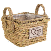 Cesto in corda intrecciata marrone 19x19x13h