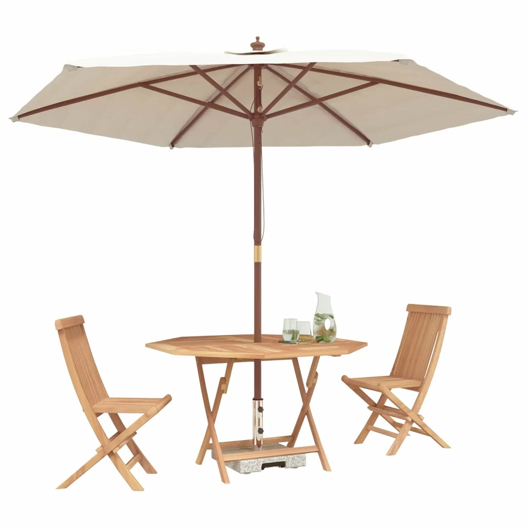 Set Bistro da Giardino 3 pcs Marrone Legno Teak Massello