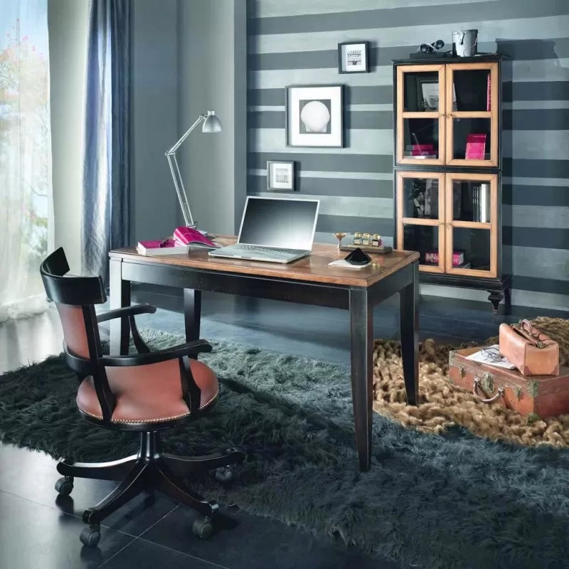 Scrivania 1 cassetto intarsio legno shabby 130x70x78 - Mobili 2G