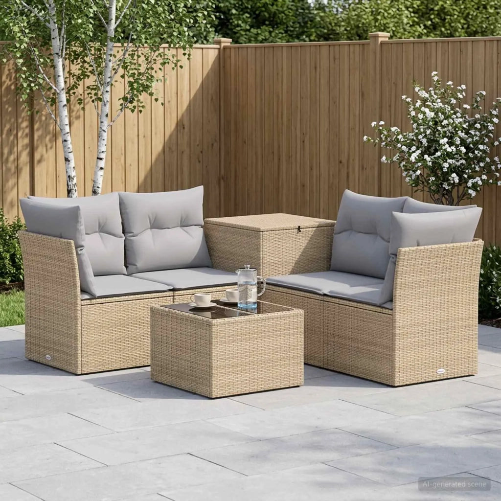 Set di divani 6 pz Beige e Grigio Chiaro 3447361