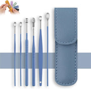 Set di Pulitori per Orecchie con Custodia in Pelle PU (Blu) - Strumenti di Pulizia per Cerume Professionale