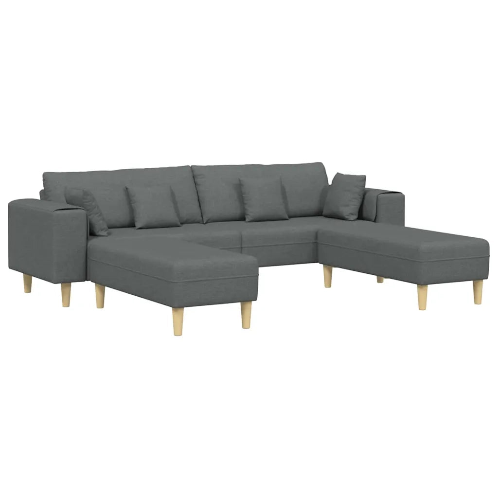 Divano in tessuto con cuscino 3 pcs Grigio scuro 208 cm Tessuto