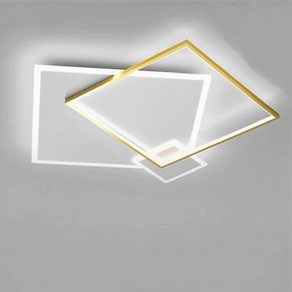 Trade Shop - Plafoniera Led 46watt Quadrato Oro Moderno Lampadario Soffitto Luce Bianco 71486 -