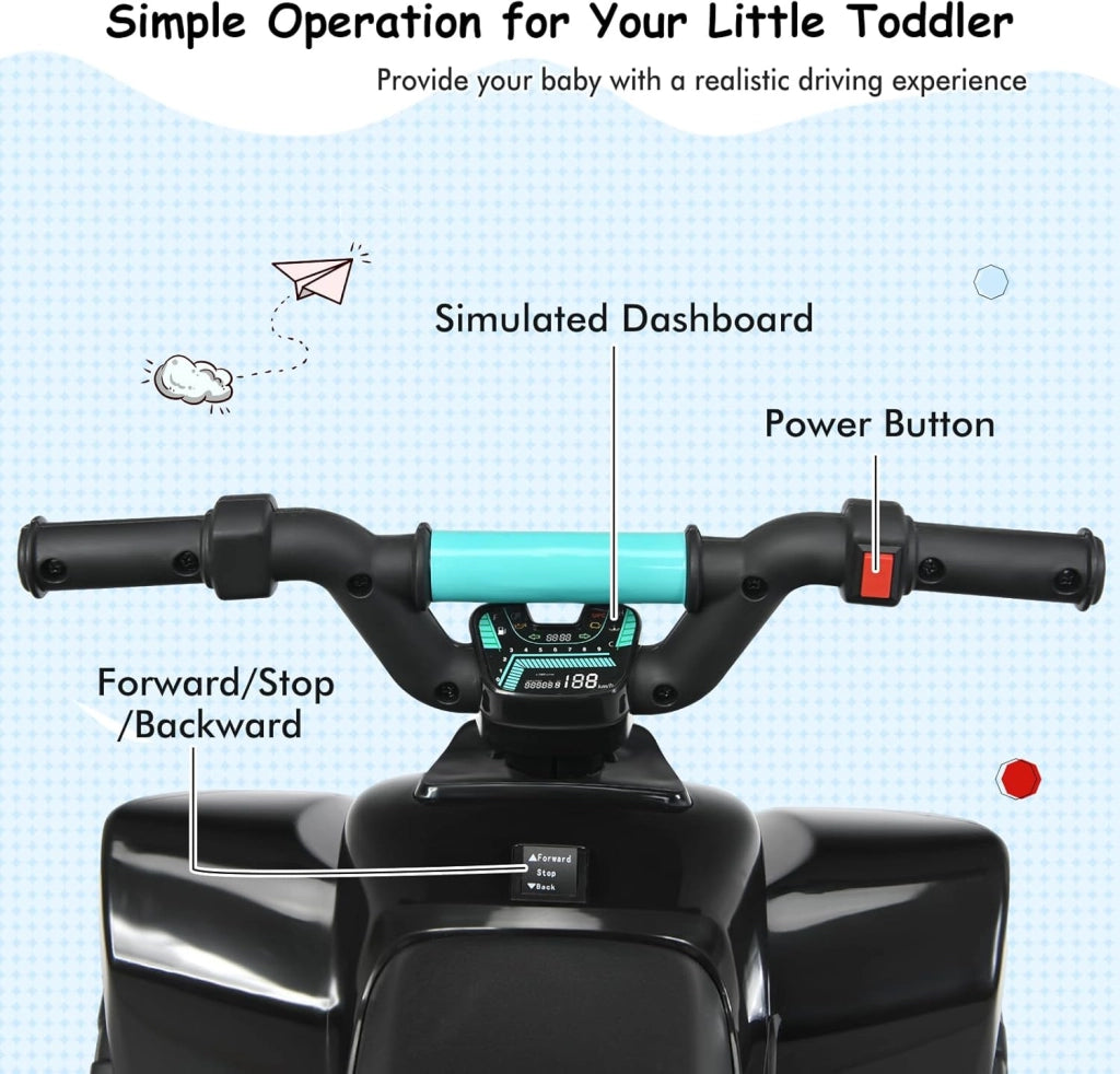 Auto elettrica per bambini, Quad elettrico per bambini ATV 6V, camminata anteriore/posteriore, sedile ergonomico, ruote antiscivolo, caricatore incluso, carico 30 kg, per ragazzi e ragazze 3