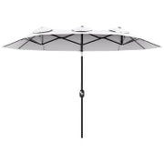Ombrellone da Giardino Doppio Inclinabile con Apertura a Manovella, 295x152x222cm, Bianco