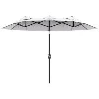 Ombrellone da Giardino Doppio Inclinabile con Apertura a Manovella, 295x152x222cm, Bianco