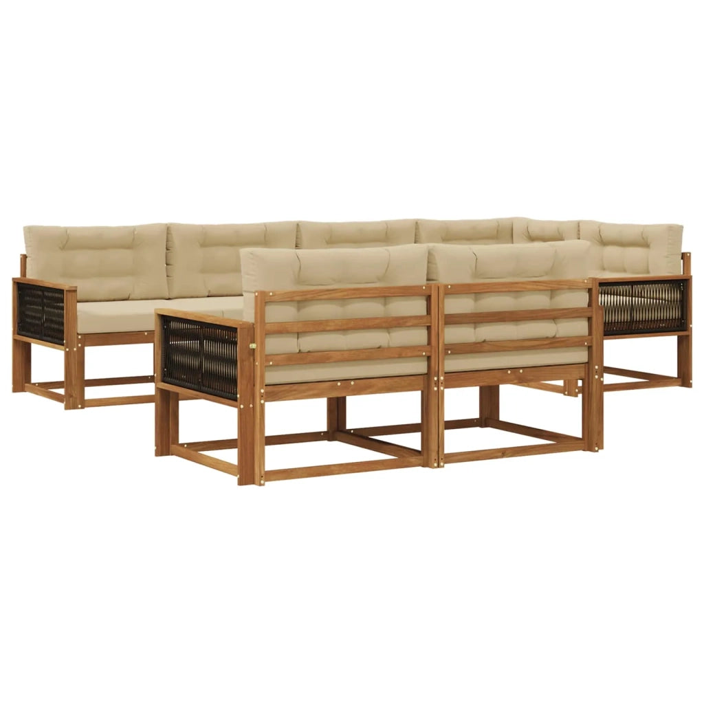 Set di divani da esterno con cuscino 7 pcs Naturale e Beige 3382646