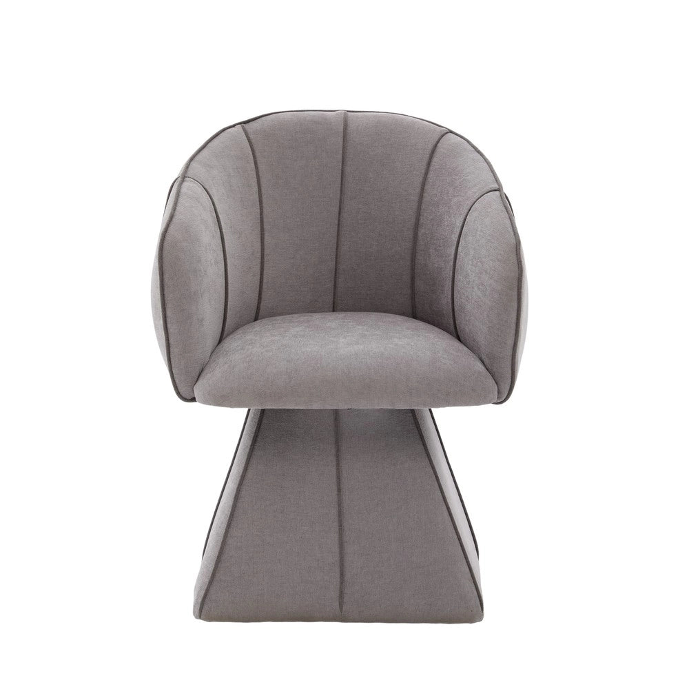 Poltrona Girevole in Tessuto Chenille ¨C MINIMAL ¨C Grigio, Schienale Alto, Relax