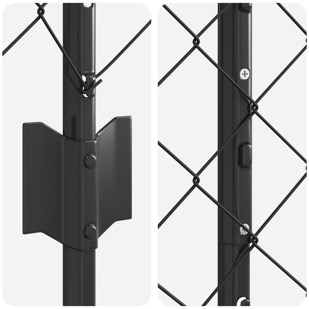 Recinzione a Catena con 20 Pali U Grigia 1,2x10 m Acciaio