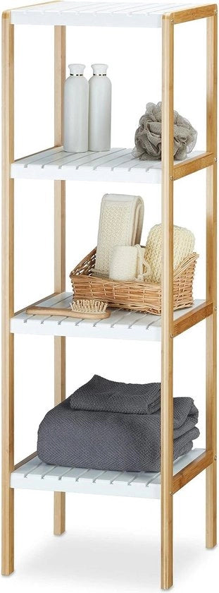 Sistema di archiviazione per bagno in bambù 4 cassetti 110cm con stile naturale