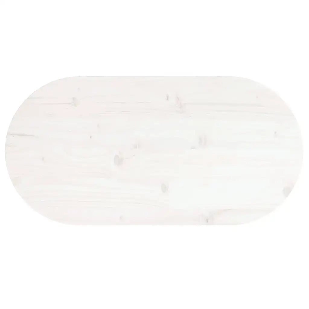 Piano Tavolo | Superficie Tavolo | Piano Scrivania Bianco 80x40x2,5cm in Legno Massello di Pino Ovale
