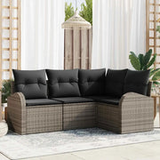 Set Divano da Giardino Grigio polyrattan