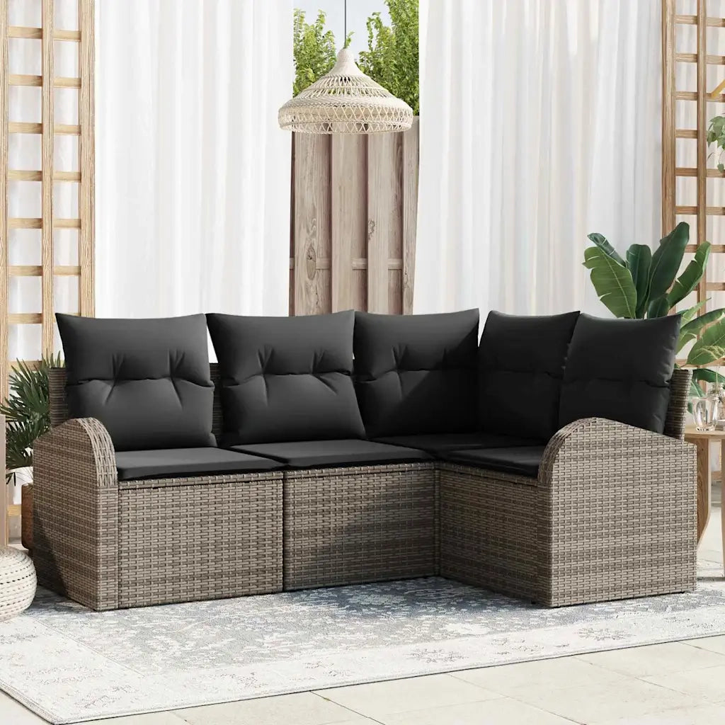 Set Divano da Giardino Grigio polyrattan