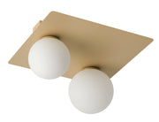 Plafoniera Sigma Argon oro quadrata 2 sfere vetro G9