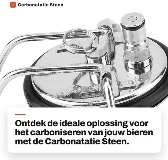 Vasca per Carbonazione con Pietra di Carbonazione Integrata - Coperchio di Birra - Acciaio Inossidabile - Aromatizzazione con Silicone - Carbonazione Rapida - Adatto per Viti Corny - Coperchio di Birra