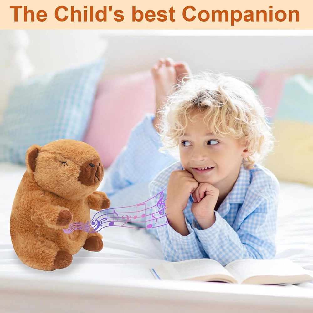 Trade Shop - Peluche Capibara Che Respira Movimento Respirante Con Luci Musica Per Bambini Morbido -