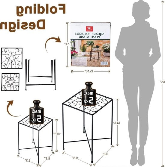 Supporto di Fiori in Ferro Artisticamente Decorato per Patio - Set di 2