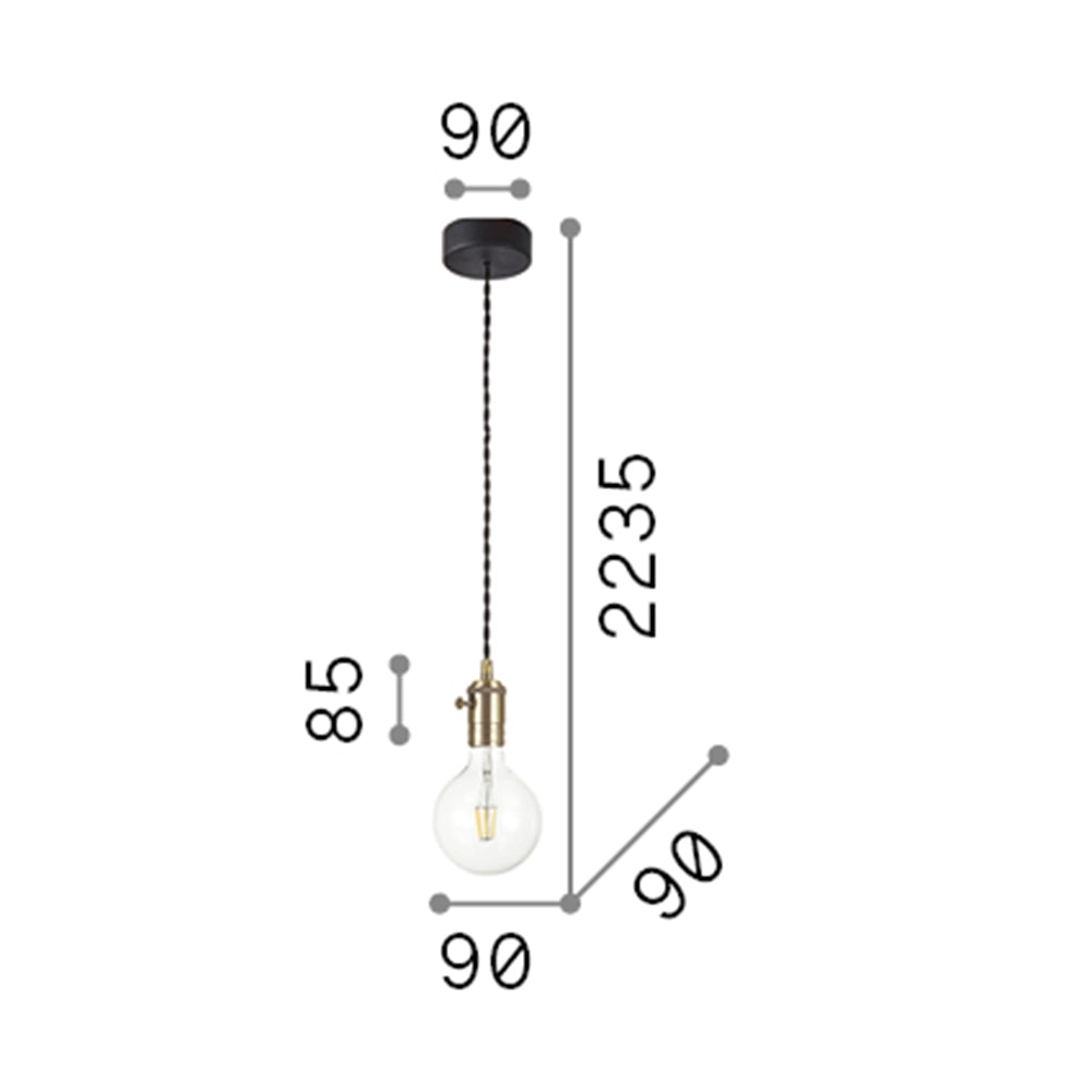 Sospensione Rustica-Country Frida Metallo Nero 1 Luce E27