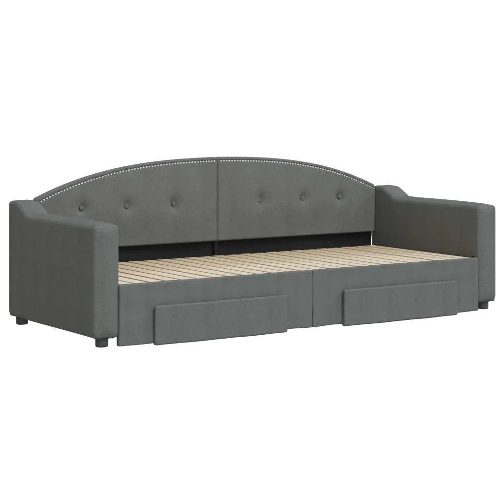 Divano letto | Sof¨¤ letto | Letto singolo Estraibile Cassetti Grigio Scuro 80x200cm Tessuto