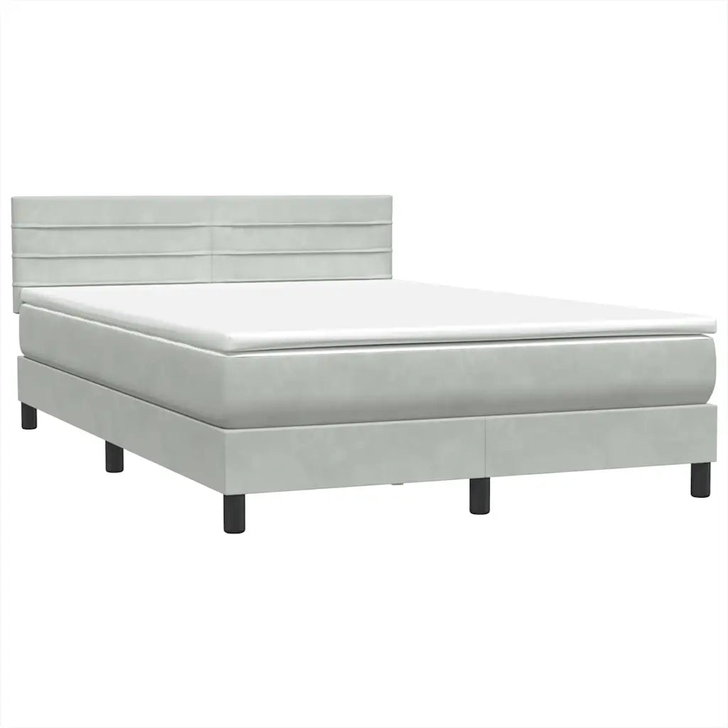 vidaXL Giroletto a Molle con Materasso Grigio Chiaro 160x220cm Velluto