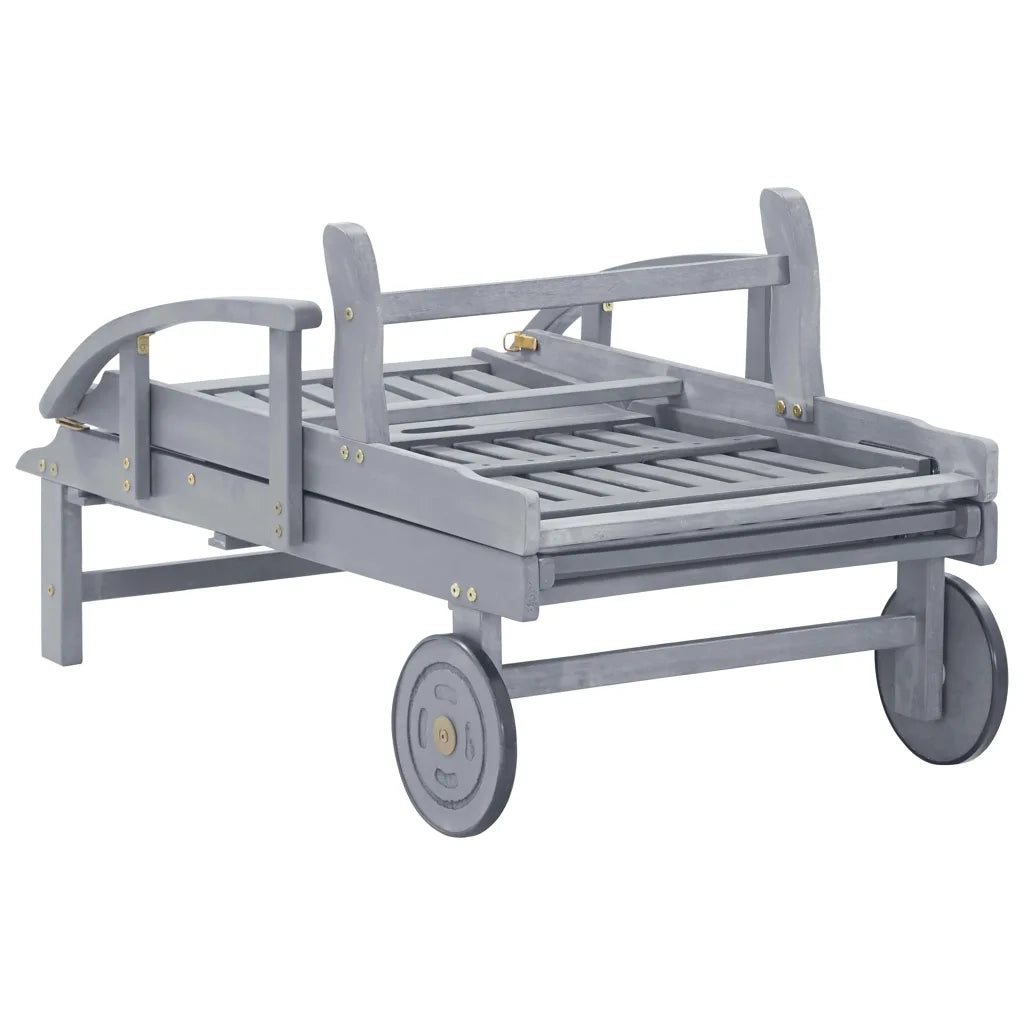 Lettino Prendisole da Giardino con Cuscino Massello di Acacia cod mxl 24078