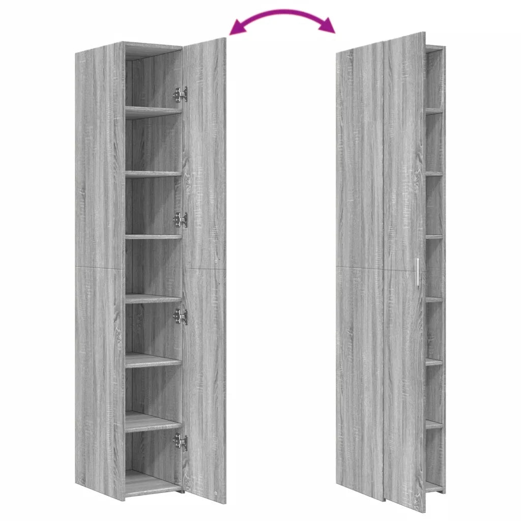 Credenza Grigio Sonoma 30x42,5x185 cm in Legno Ingegnerizzato