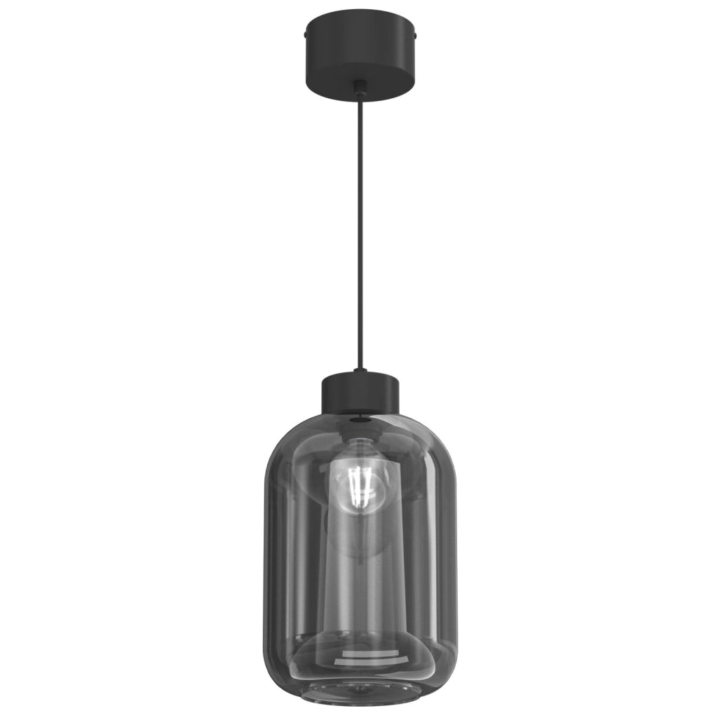 Lampada sospesa Galante 1xE27 nera vetro fumé Luminex