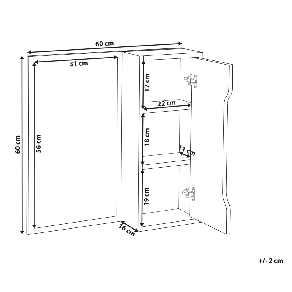 Armadietto da bagno a parete con specchio bianco MDP 60 x 60 cm Storage in stile scandinavo