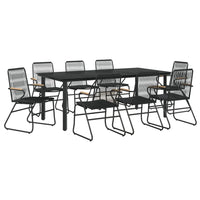 Set da Pranzo da Giardino 9 pz Nero in Rattan PVC 3099214