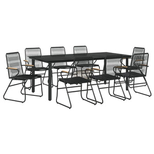 Set da Pranzo da Giardino 9 pz Nero in Rattan PVC 3099214