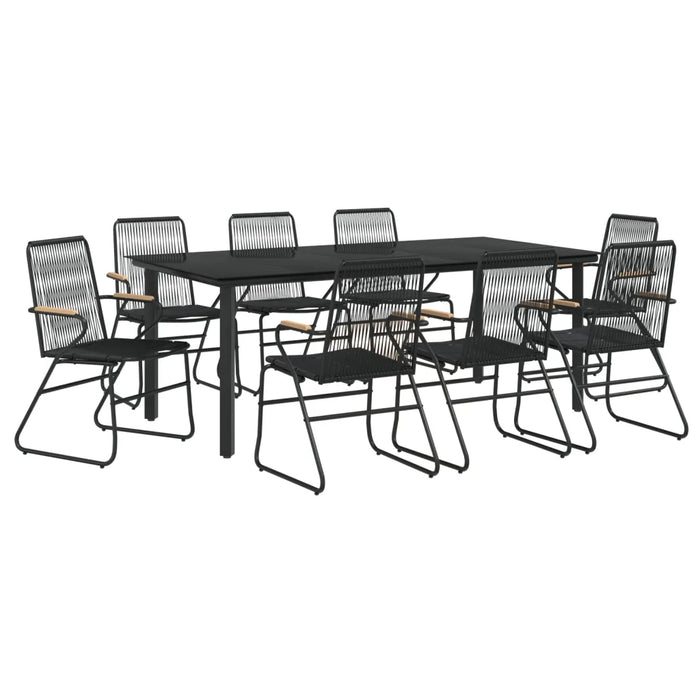 Set da Pranzo da Giardino 9 pz Nero in Rattan PVC 3099214