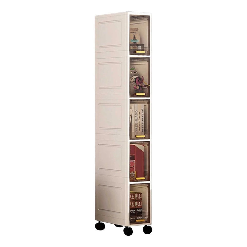 Trade Shop - Mobiletto A 5 Livelli Contenitore Portaoggetti Organizer A Colonna Stretto Con Ruote -