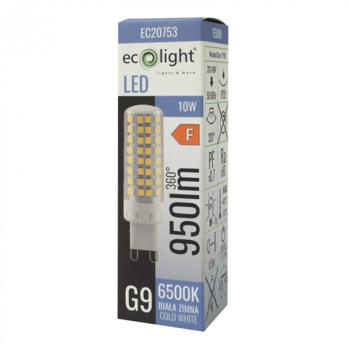 Lampadina LED G9 10W 950lm 6500K anti-sfarfallio Ecolight