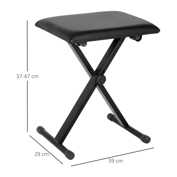 Panca Sgabello per Pianoforte Imbottita Pieghevole con Altezza Regolabile Nero 39x29x51 cm