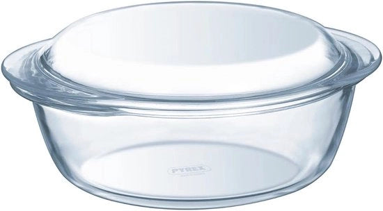 Piatto da brasatura a vetro rotondo con coperchio 2,1 litri per uso domestico e cucina