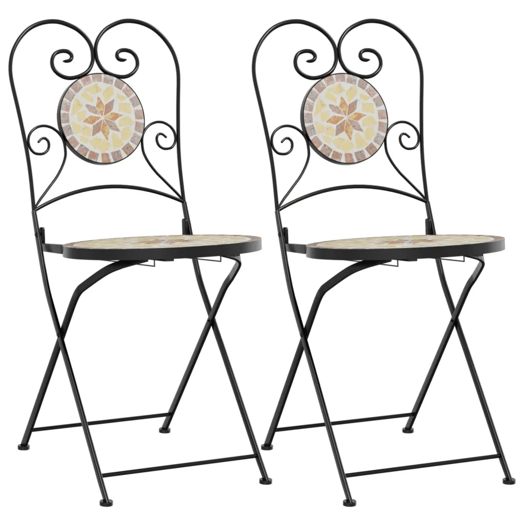 Sedie da Bistrò Pieghevoli 2 pz Terracotta e Bianco in Ceramica 4003407