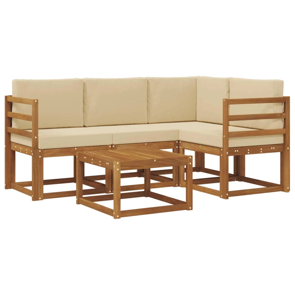 Set di divani da esterno con cuscino 5 pcs Naturale e Beige