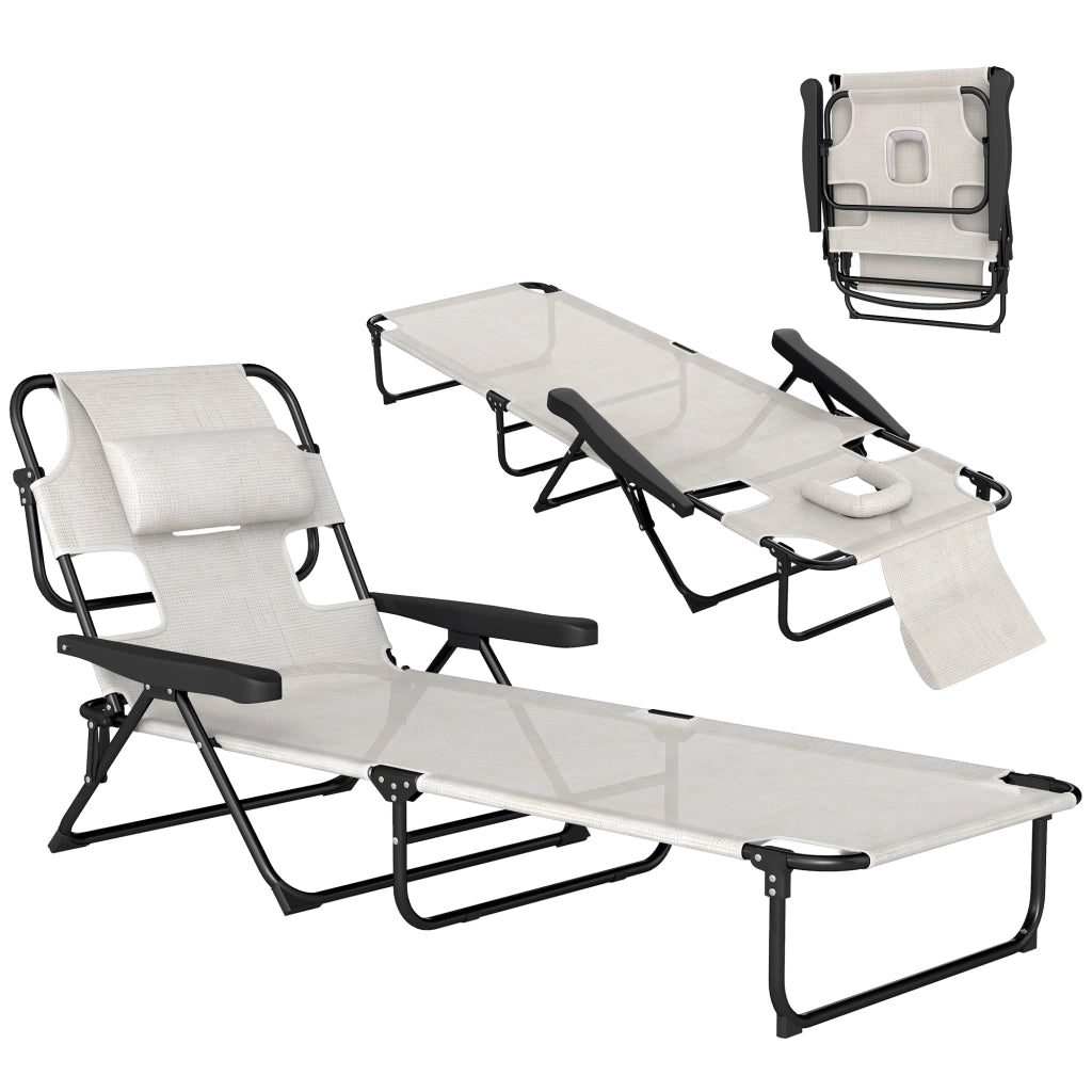 Chaise longue da giardino pieghevole ¨C zephmum ¨C 72x194x89 cm crema