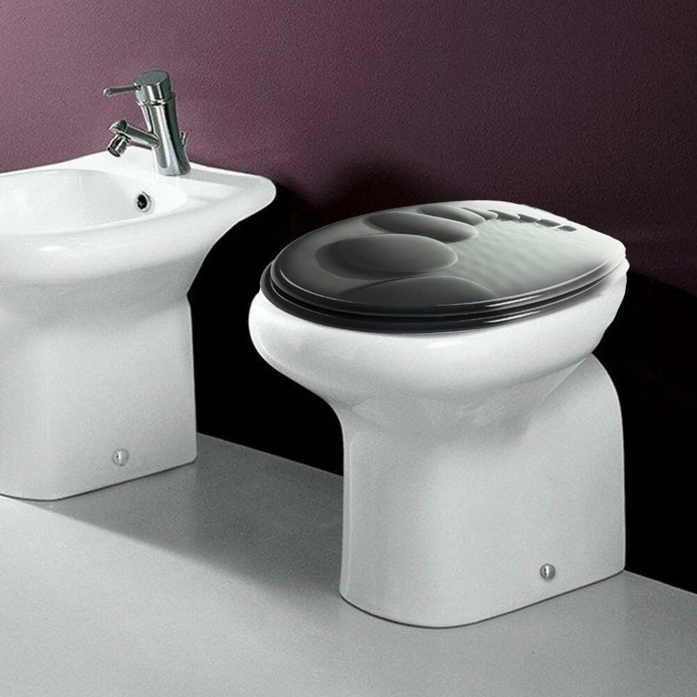 Trade Shop - Copriwater Universale Con Stampa Pietre Zen Copri Tavoletta Wc Bagno Legno Mdf -        3,5