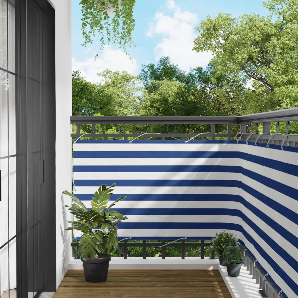Schermo da balcone | Paravento da Balcone Blu e Bianco 100 x 200 cm Tessuto Oxford