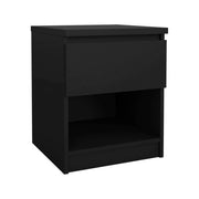 Comodino Scolastica, Comò basso, Tavolino da notte, Mensola da letto, 40x40 h50 cm, Nero